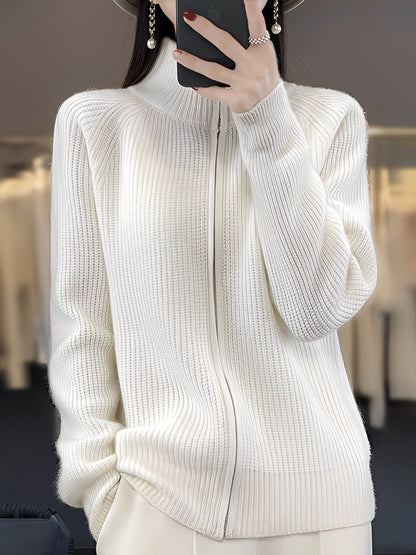 Brylee - Moderní dámská vlněná pletená bunda se zipem