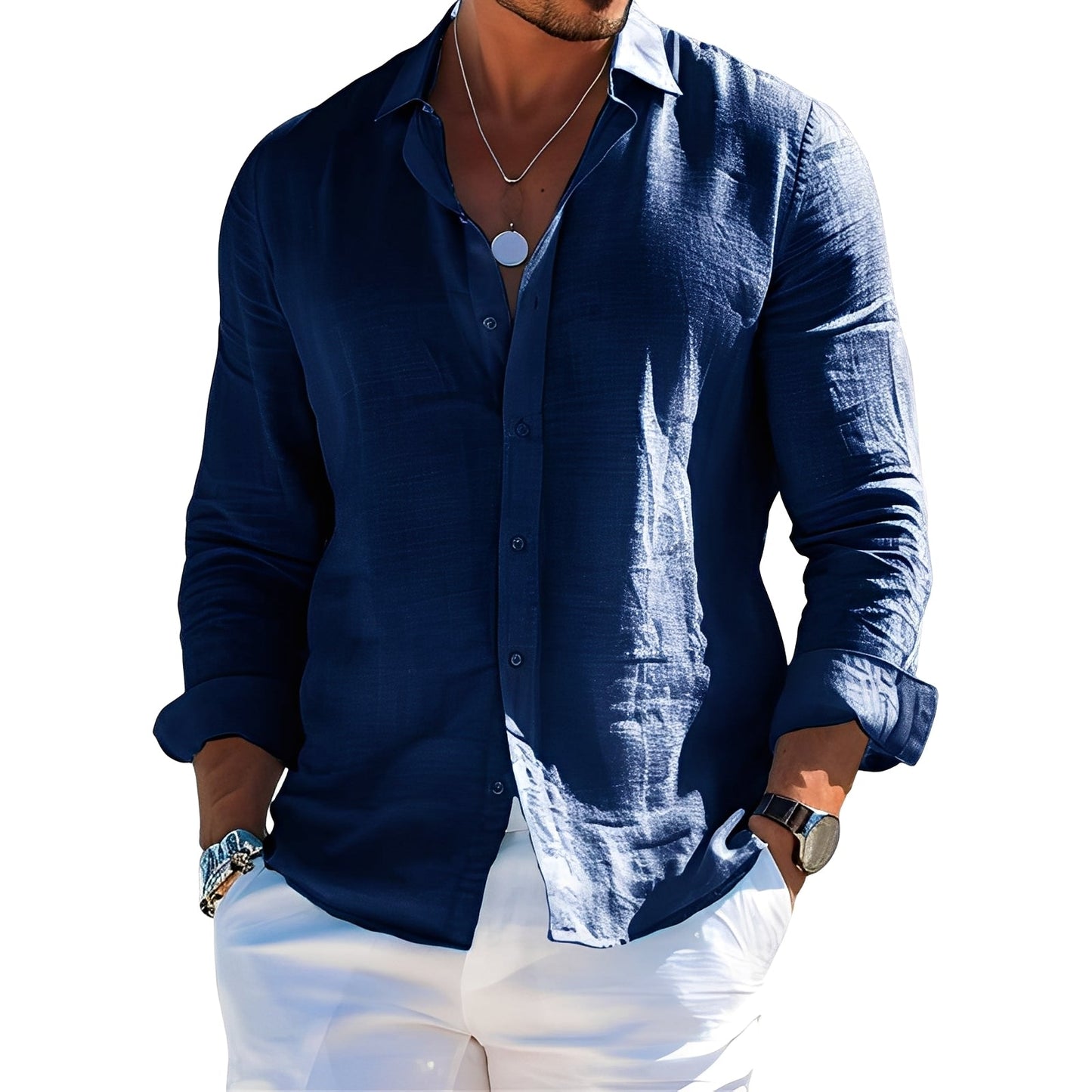 Félicien - Klasická polokošile s dlouhými rukávy pro muže