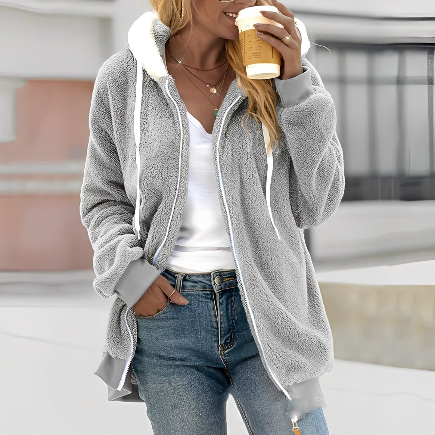 Rheanna - Dámská hřejivá fleecová bunda s kapucí