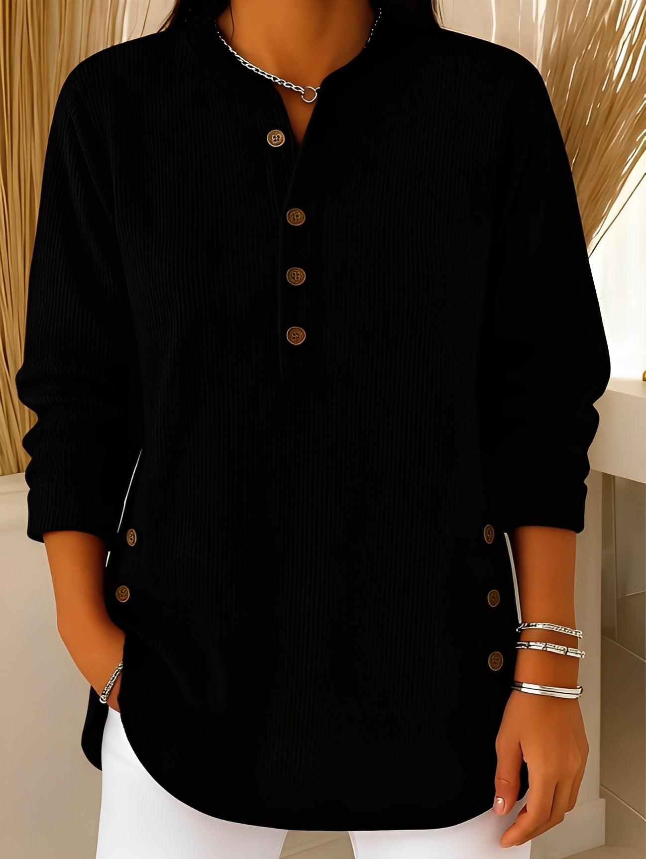 Jocelyn - Dámský pohodlný pletený svetr s knoflíky