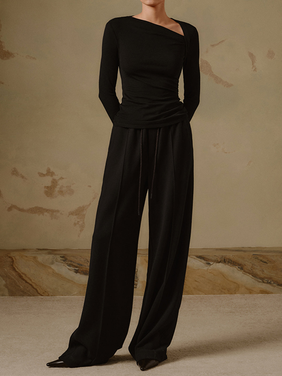 Selina – Asymetrické Dlouhé Tričko se Žebrováním