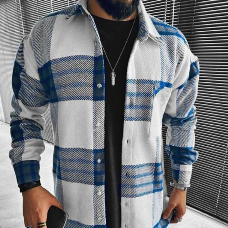 Ben – Pánská kostkovaná overshirt s náprsní kapsou