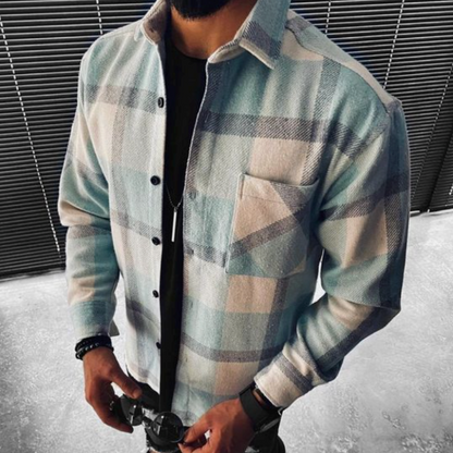 Ben – Pánská kostkovaná overshirt s náprsní kapsou