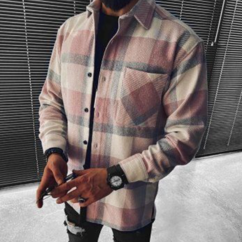 Ben – Pánská kostkovaná overshirt s náprsní kapsou