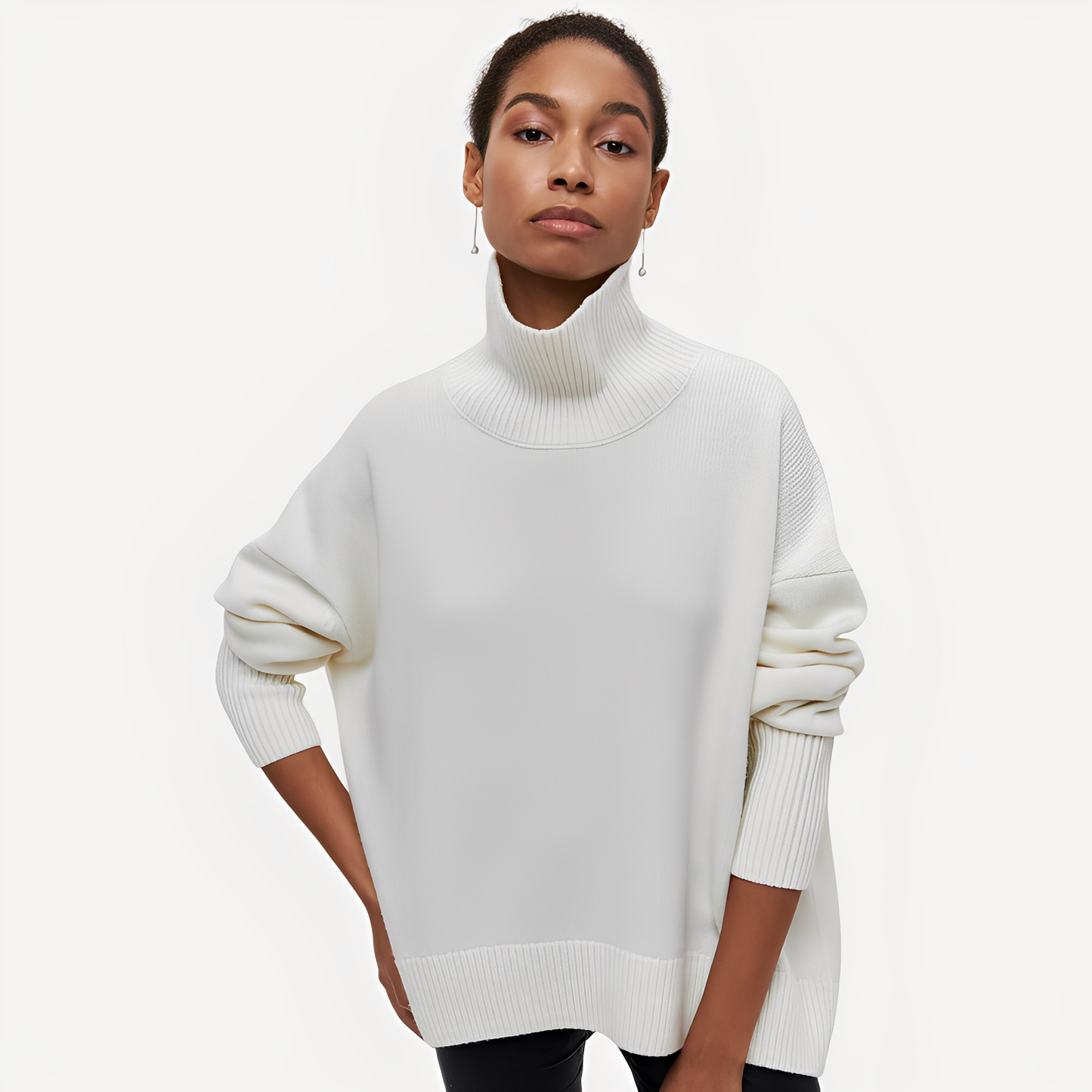 Margery - Dámský svetr s volným střihem a vysokým límcem