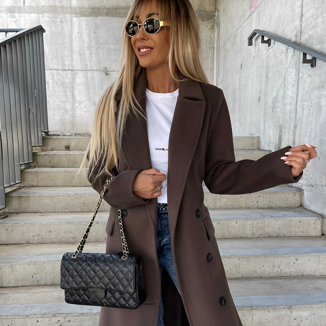 Lydie - Klasický trenčkot s dlouhými rukávy pro ženy