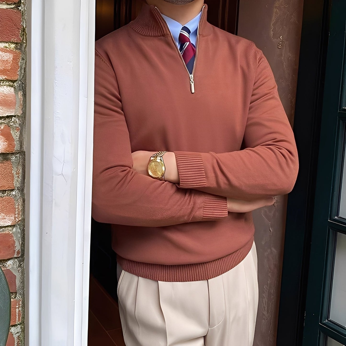 Osbert - Stylový pánský pletený svetr se zipem