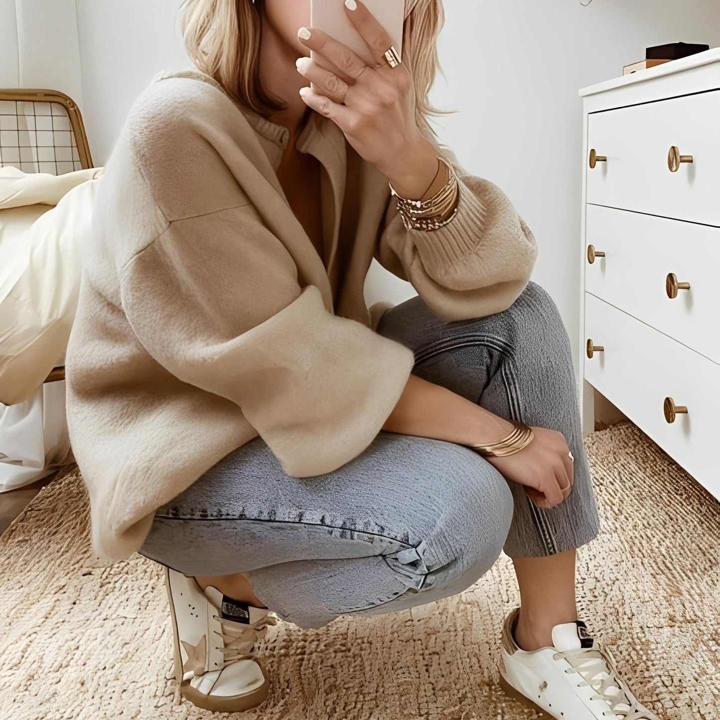 Mildred - Ženský teplý oversize svetr