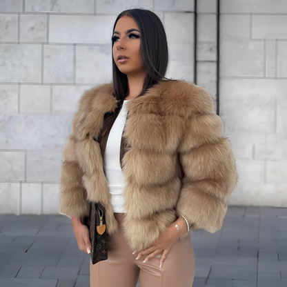 Amelia - Stylový, hřejivý kabát z umělé kožešiny pro ženy